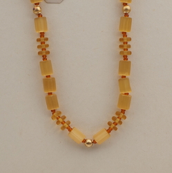Vintage Czech necklace topaz satin atlas pentagon rondelle glass beads 