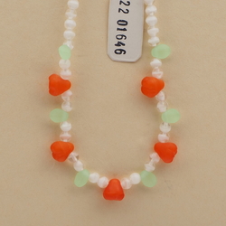 Vintage Czech necklace fruit drop pendant bicolor glass beads 