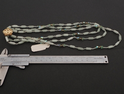 Vintage Czech 3 strand necklace frost satin atlas AB glass beads 18"