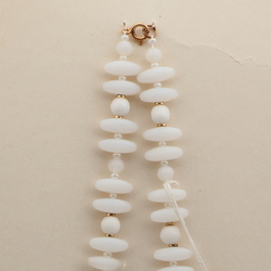 Vintage Czech necklace semi translucent opaque white glass beads 