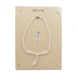 Vintage Czech necklace white round rectangle bicone glass beads 