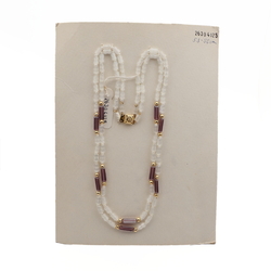 Vintage Czech 2 strand necklace crystal satin atlas pentagon rectangle glass beads