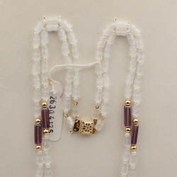 Vintage Czech 2 strand necklace crystal satin atlas pentagon rectangle glass beads