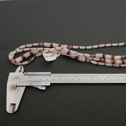 Long vintage Czech necklace frost satin atlas pentagon bugle glass beads 47"