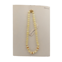 Vintage Czech necklace yellow satin atlas pentagon glass beads 