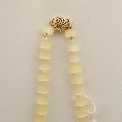 Vintage Czech necklace yellow satin atlas pentagon glass beads 