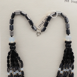 Vintage Czech 1 to 6 strand necklace hematite black pentagon opaline glass beads 