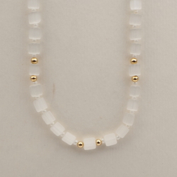 Vintage Czech necklace crystal satin atlas pentagon glass beads 