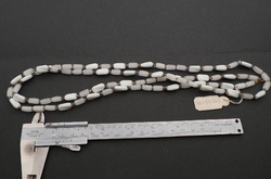 Long vintage Czech necklace frost satin atlas pentagon white rectangle glass beads 47"