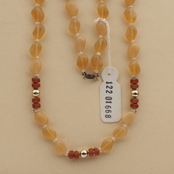 Vintage Czech necklace beige opaline glass beads 