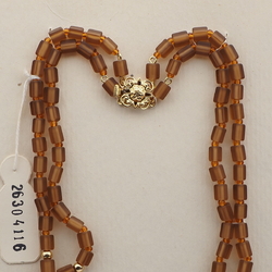 Vintage Czech 2 strand necklace topaz pentagon grape pendant glass beads 