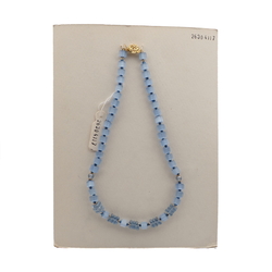Vintage Czech necklace blue satin atlas pentagon blue rondelle glass beads 