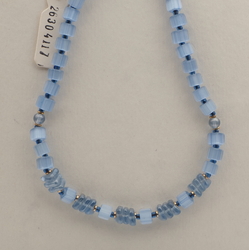 Vintage Czech necklace blue satin atlas pentagon blue rondelle glass beads 