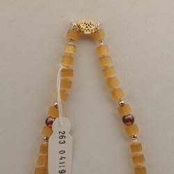 Vintage Czech necklace topaz satin atlas pentagon glass beads 