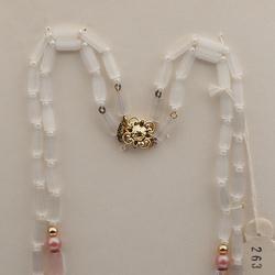 Vintage Czech 2 strand necklace vitrail pink satin atlas pentagon glass beads 