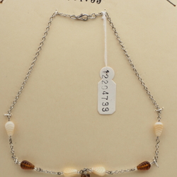Vintage Czech silver chain necklace beige topaz gilt glass beads 