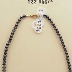 Vintage Czech necklace black pearl hematite glass beads 