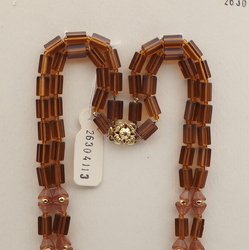 Vintage Czech 2 strand necklace topaz pentagon opaline pink glass beads 