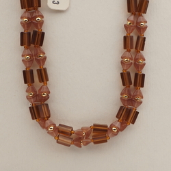 Vintage Czech 2 strand necklace topaz pentagon opaline pink glass beads 