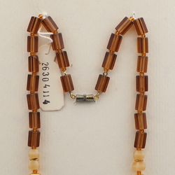 Vintage Czech necklace topaz pentagon beige opaline glass beads 