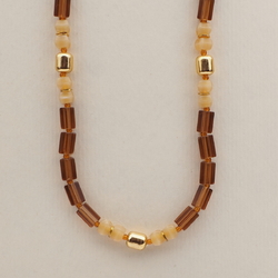 Vintage Czech necklace topaz pentagon beige opaline glass beads 