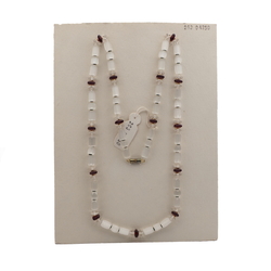 Vintage Czech necklace frost satin atlas pentagon rondelle glass beads 