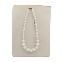 Vintage Czech necklace white rondelle round glass beads 