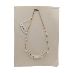 Vintage Czech gold chain necklace clear pentagon bicolor glass beads 