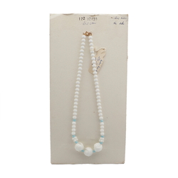 Vintage Czech necklace white rondelle flower wool knot glass beads 