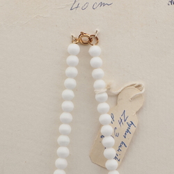Vintage Czech necklace white rondelle flower wool knot glass beads 