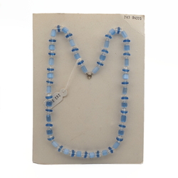 Vintage Czech necklace blue satin atlas pentagon rondelle glass beads 