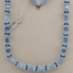 Vintage Czech necklace blue satin atlas pentagon rondelle glass beads 