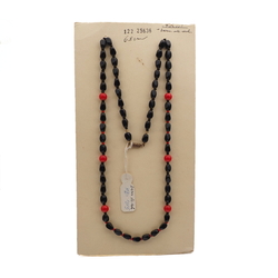 Vintage Czech necklace black red glass beads 