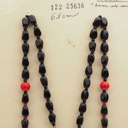 Vintage Czech necklace black red glass beads 