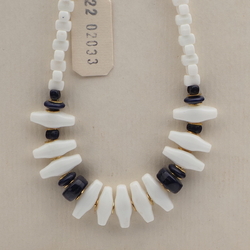 Vintage Czech necklace white dark blue glass beads 