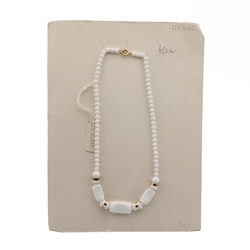 Vintage Czech necklace white glass plastic rondelle beads 