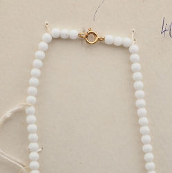 Vintage Czech necklace white glass plastic rondelle beads 