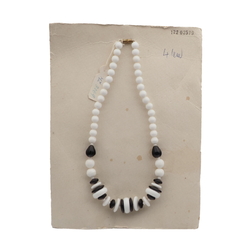 Vintage Czech necklace white black round rondelle melon teardrop glass beads 