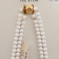 Vintage Czech 2 strand necklace white glass plastic rondelle beads