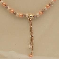 Vintage Czech tassle necklace marble glass beads 