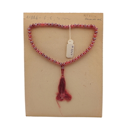 Vintage prayer bead strand Egytptian revival silver lustre red glass beads 