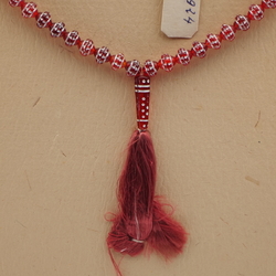 Vintage prayer bead strand Egytptian revival silver lustre red glass beads 