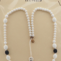 Vintage Czech necklace black white round oval glass beads 