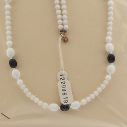 Vintage Czech necklace black white round oval glass beads 