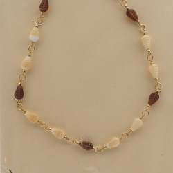 Vintage Czech link necklace beige topaz feather teardrop glass beads 