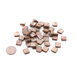Lot (43) Czech marble square table cut Picasso glass beads 11mm
