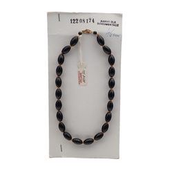 Vintage Czech necklace chunky black oval glass beads 