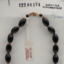 Vintage Czech necklace chunky black oval glass beads 