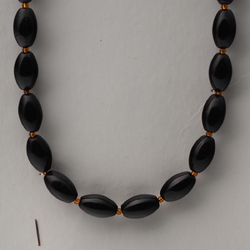 Vintage Czech necklace chunky black oval glass beads 