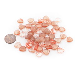 Lot (50) Czech pink marble heart pendant glass beads 11mm